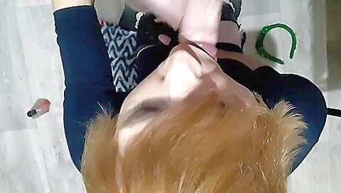 Bright teen gets fucked in the mouth and deep throat