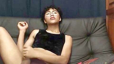 Beautiful brunette girl with big boobs plays with vibrator