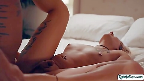 Busty brunette gets fucked in her hole by stepbrother