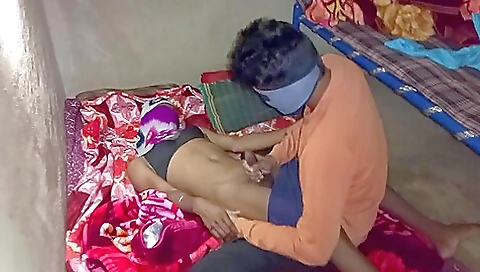 Ebony brunette teen with a small body gets fucked in the room