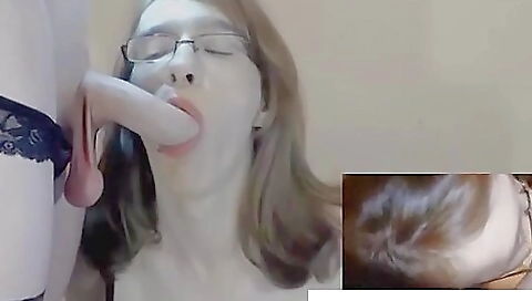 Transsexual deepthroat blowjob with a hot transsexual