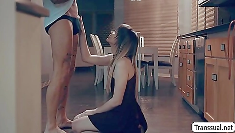 Brunette with a nice round ass takes it from behind