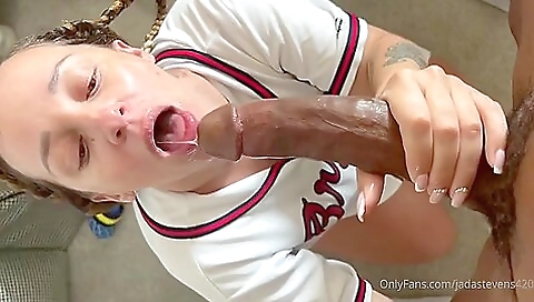 Busty ebony babe in big boob stockings fucked in a gangbang