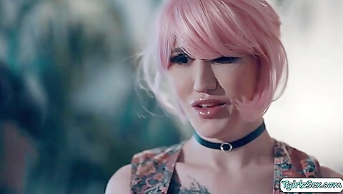 Busty brunette with a hot ass is deepthroat fucked