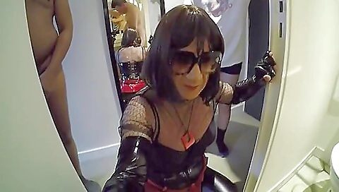 Busty brunette shemale gets her cunt drilled with cum